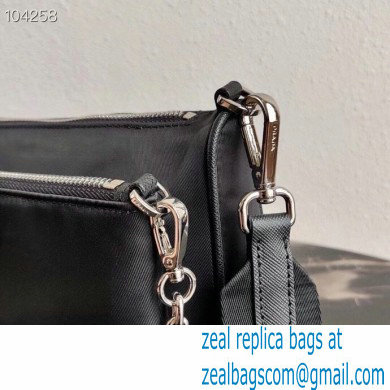 Prada Nylon Shoulder Bag with Detachable Pouch 1BH168 Black 2020