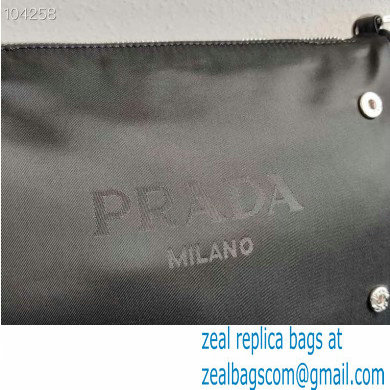 Prada Nylon Shoulder Bag with Detachable Pouch 1BH168 Black 2020