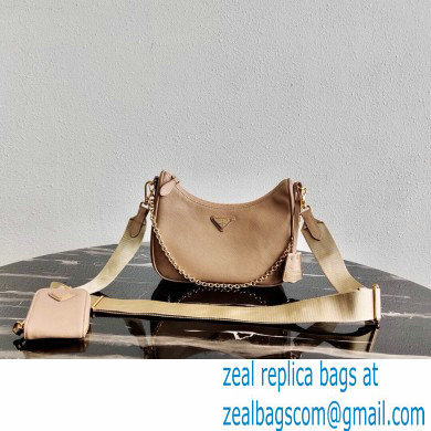 Prada Re-Edition 2005 Saffiano Leather Shoulder Hobo Bag 1BH204 Beige/Gold 2020