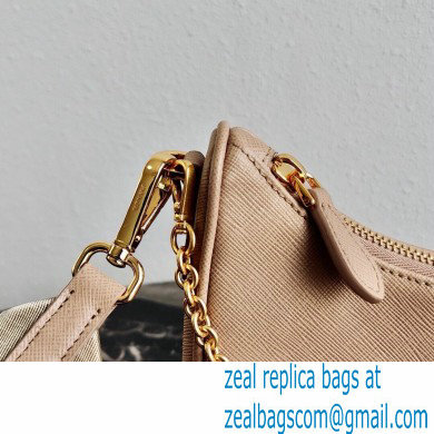Prada Re-Edition 2005 Saffiano Leather Shoulder Hobo Bag 1BH204 Beige/Gold 2020