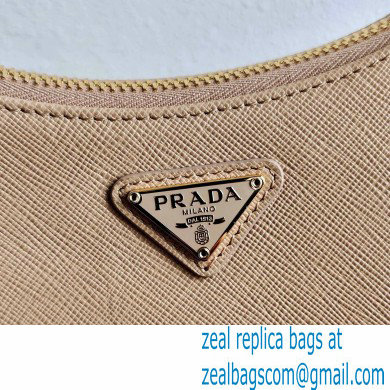 Prada Re-Edition 2005 Saffiano Leather Shoulder Hobo Bag 1BH204 Beige/Gold 2020