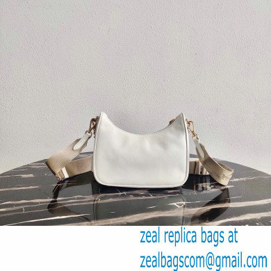 Prada Re-Edition 2005 Saffiano Leather Shoulder Hobo Bag 1BH204 White/Gold 2020