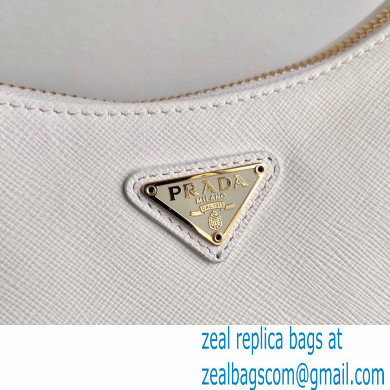 Prada Re-Edition 2005 Saffiano Leather Shoulder Hobo Bag 1BH204 White/Gold 2020