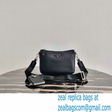 Prada Saffiano Leather Cross-Body Bag 2VH113 Black with Strap 2020