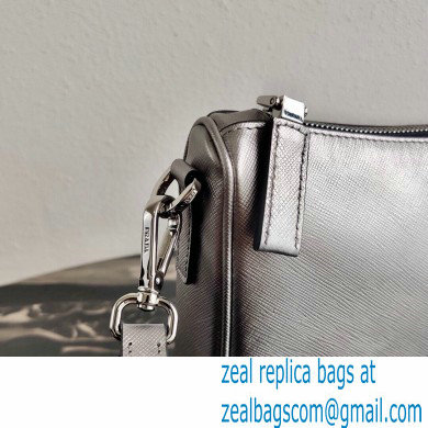 Prada Saffiano Leather Cross-Body Bag 2VH113 Metallic Silver with Strap 2020