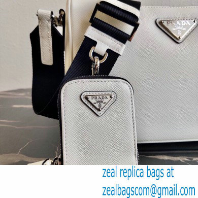 Prada Saffiano Leather Cross-Body Bag 2VH113 White with Strap 2020 - Click Image to Close