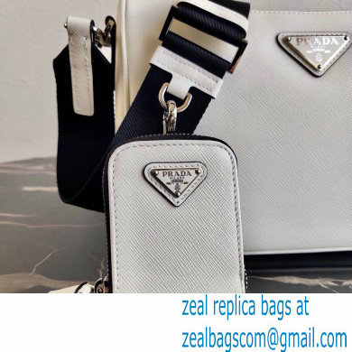 Prada Saffiano Leather Cross-Body Bag 2VH113 White with Strap 2020