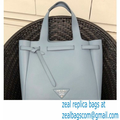 Prada Soft Leather Tote Bag with Drawstring Closure 1BG339 Baby Blue 2020