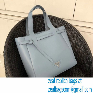 Prada Soft Leather Tote Bag with Drawstring Closure 1BG339 Baby Blue 2020