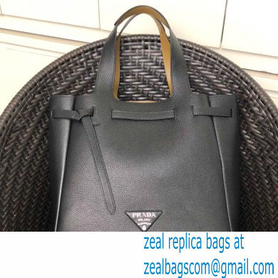 Prada Soft Leather Tote Bag with Drawstring Closure 1BG339 Black 2020 - Click Image to Close