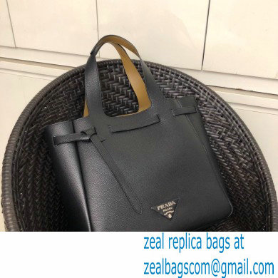 Prada Soft Leather Tote Bag with Drawstring Closure 1BG339 Black 2020 - Click Image to Close