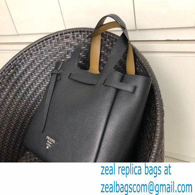 Prada Soft Leather Tote Bag with Drawstring Closure 1BG339 Black 2020 - Click Image to Close