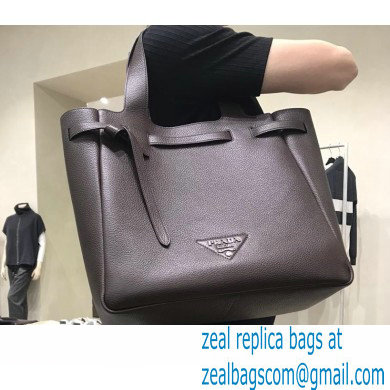 Prada Soft Leather Tote Bag with Drawstring Closure 1BG339 Coffee 2020