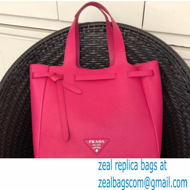 Prada Soft Leather Tote Bag with Drawstring Closure 1BG339 Fuchsia 2020