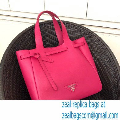 Prada Soft Leather Tote Bag with Drawstring Closure 1BG339 Fuchsia 2020