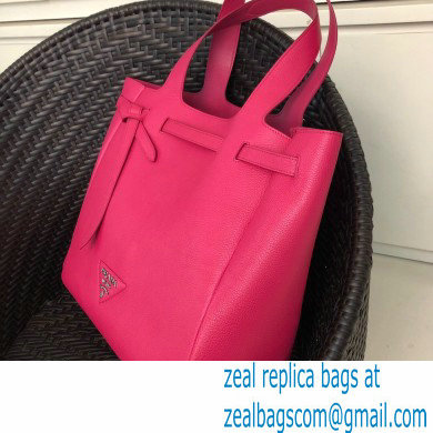 Prada Soft Leather Tote Bag with Drawstring Closure 1BG339 Fuchsia 2020