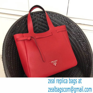 Prada Soft Leather Tote Bag with Drawstring Closure 1BG339 Red 2020