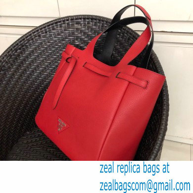 Prada Soft Leather Tote Bag with Drawstring Closure 1BG339 Red 2020