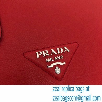 Prada Soft Leather Tote Bag with Drawstring Closure 1BG339 Red 2020