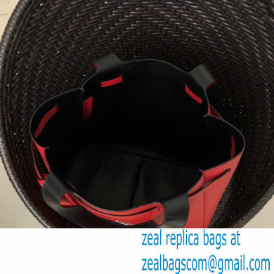 Prada Soft Leather Tote Bag with Drawstring Closure 1BG339 Red 2020