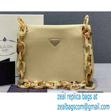 Prada Vintage Chain Shoulder Bag 6671 Fabric Beige 2020
