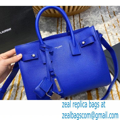 Saint Laurent Classic Baby Sac De Jour Bag in Grained Leather 477477 Blue - Click Image to Close