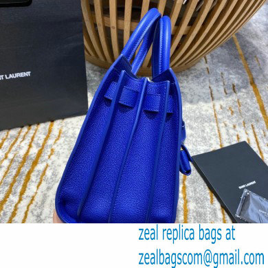 Saint Laurent Classic Baby Sac De Jour Bag in Grained Leather 477477 Blue