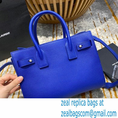 Saint Laurent Classic Baby Sac De Jour Bag in Grained Leather 477477 Blue