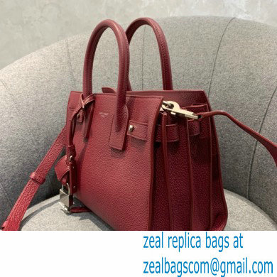 Saint Laurent Classic Baby Sac De Jour Bag in Grained Leather 477477 Burgundy