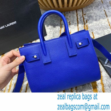 Saint Laurent Classic Nano Sac De Jour Bag in Grained Leather 466283 Blue - Click Image to Close