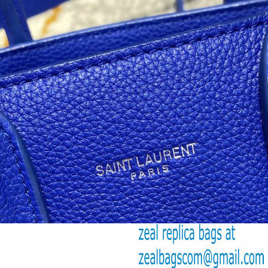 Saint Laurent Classic Nano Sac De Jour Bag in Grained Leather 466283 Blue - Click Image to Close