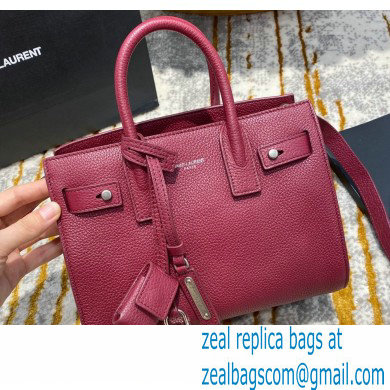 Saint Laurent Classic Nano Sac De Jour Bag in Grained Leather 466283 Burgundy - Click Image to Close