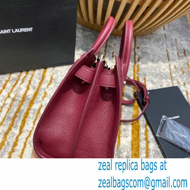 Saint Laurent Classic Nano Sac De Jour Bag in Grained Leather 466283 Burgundy - Click Image to Close