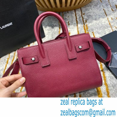 Saint Laurent Classic Nano Sac De Jour Bag in Grained Leather 466283 Burgundy