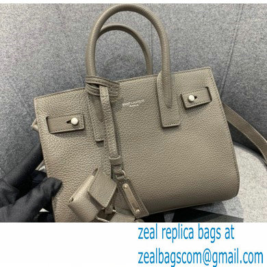 Saint Laurent Classic Nano Sac De Jour Bag in Grained Leather 466283 Gray