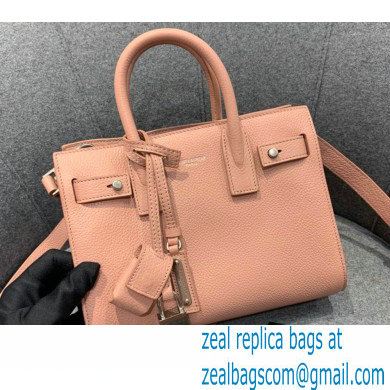 Saint Laurent Classic Nano Sac De Jour Bag in Grained Leather 466283 Pink - Click Image to Close