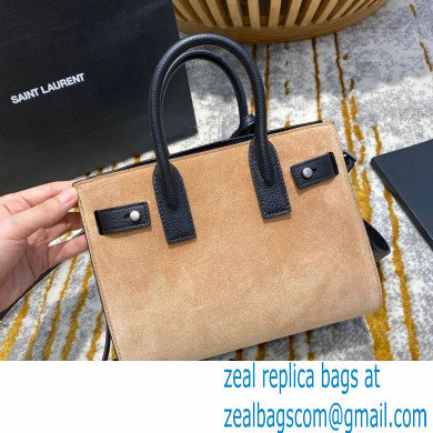 Saint Laurent Classic Nano Sac De Jour Bag in Suede Beige Leather 466283