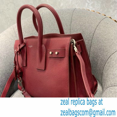 Saint Laurent Classic Small Sac De Jour Bag in Grained Leather 494960 Burgundy