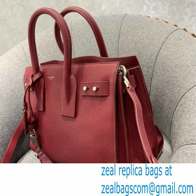 Saint Laurent Classic Small Sac De Jour Bag in Grained Leather 494960 Burgundy - Click Image to Close