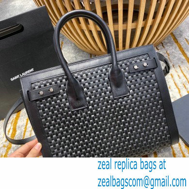 Saint Laurent Classic Small Sac De Jour Bag in Woven Leather 506132 Black - Click Image to Close