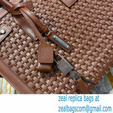 Saint Laurent Classic Small Sac De Jour Bag in Woven Leather 506132 Brown