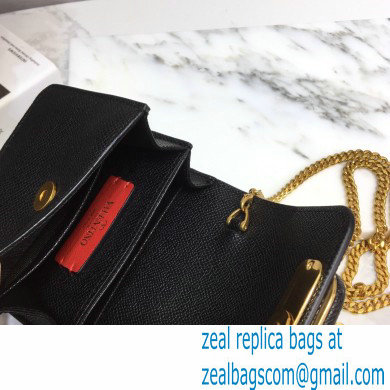 Valentino Compact VSLING Calfskin Wallet Black with Chain Strap 2020