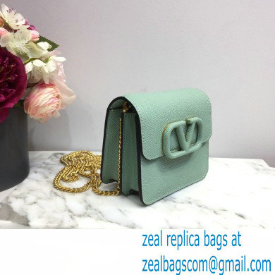 Valentino Compact VSLING Calfskin Wallet Light Green with Chain Strap 2020