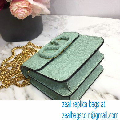 Valentino Compact VSLING Calfskin Wallet Light Green with Chain Strap 2020