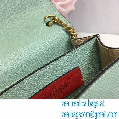 Valentino Compact VSLING Calfskin Wallet Light Green with Chain Strap 2020