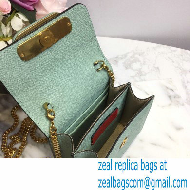 Valentino Compact VSLING Calfskin Wallet Light Green with Chain Strap 2020