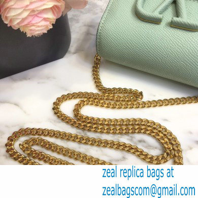Valentino Compact VSLING Calfskin Wallet Light Green with Chain Strap 2020