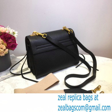 Valentino Grained Calfskin Small VRing Shoulder Bag Black with Two Shoulder Strap 2020