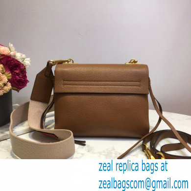 Valentino Grained Calfskin Small VRing Shoulder Bag Brown with Two Shoulder Strap 2020 - Click Image to Close