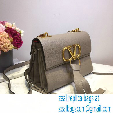 Valentino Grained Calfskin Small VRing Shoulder Bag Gray with Two Shoulder Strap 2020